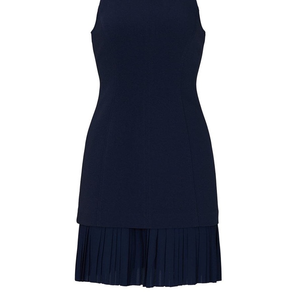 Cinq à Sept | Elegant Navy Catriona Silhouette Pleated Crepe Hem Dress | Size 2 - Picture 5 of 14